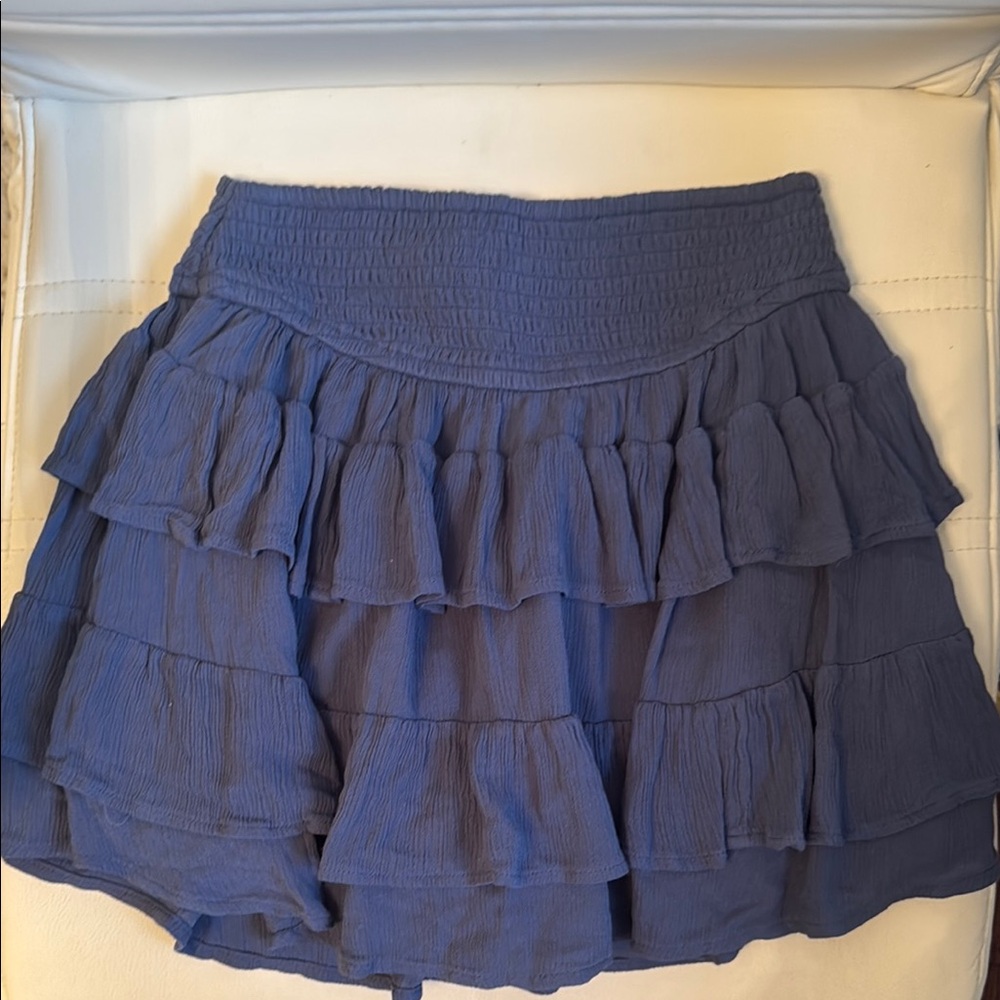 Hollister Blue Bubble Mini Skirt with Ruffled Tiers